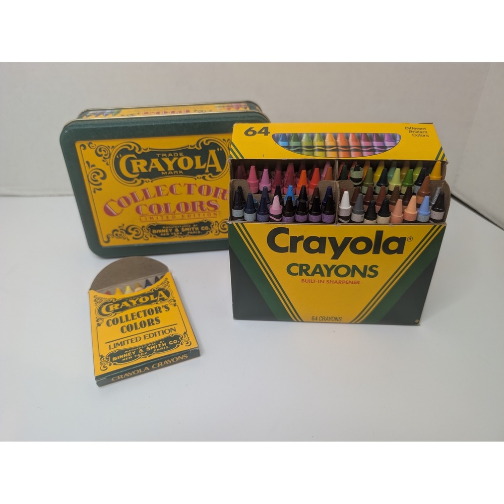 Vintage‎ 1991 Crayola Collector's Colors Limited Edition Tin 64 Box & Retired 8
